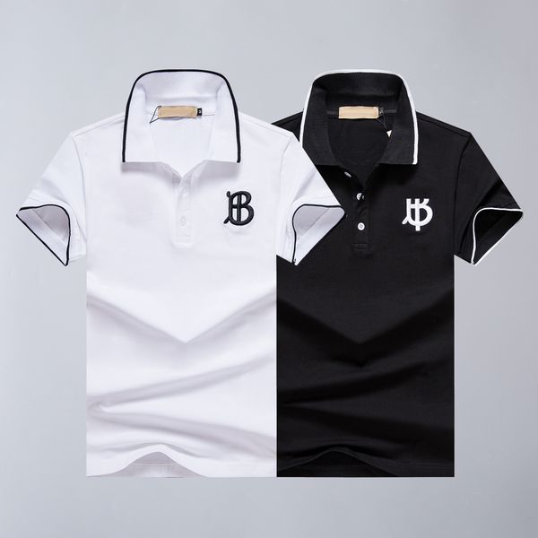 Мужская роскошная дизайнерская рубашка поло T-B Мужская модная футболка с коротким рукавом Летние спортивные футболки для отдыха Черно-белые азиатские размеры M-3XL