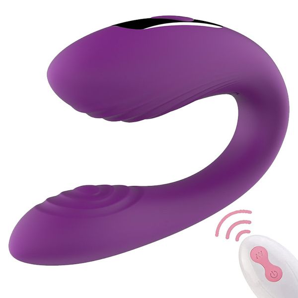 Vibratore di stimolazione due in uno falso pene telecomando senza fili femminile a forma di U che indossa vibratore del punto G giocattolo del sesso femminile giocattolo di vibrazione per adulti ZD118