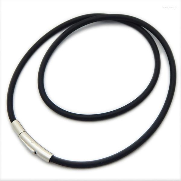 Girocollo 5 misure cordino in pelle nera catena in corda di cera catena in acciaio inossidabile fai-da-te collana accessori per gioielli 2 mm