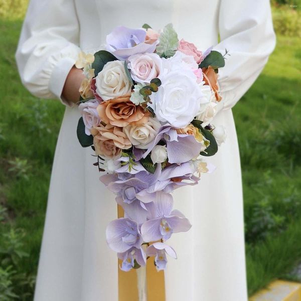 Декоративные цветы искусственные свадебные букеты невеста свадебное удержание домашнего декора