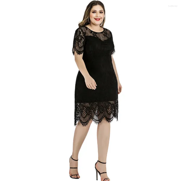 Roupas étnicas 2023 Muslim Summer Tamanho grande vestido de renda feminina gorda mm cintura mostram moda fina de moda mini -saia kaftan