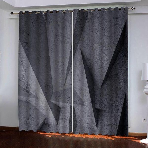 Cortinas cortinas da janela sala de estar 3D cortinas de geometria bom material de decoração moderna apagamento