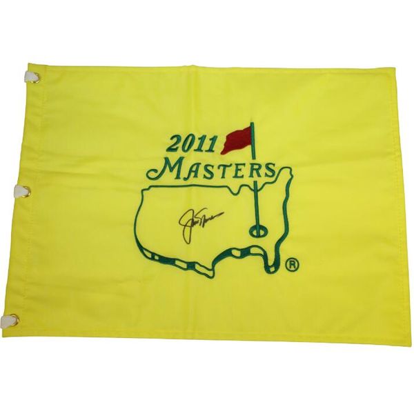 NICKLAUS Autografado Assinado Assinado Auto Colecionável MASTERS Bandeira aberta de pino de golfe