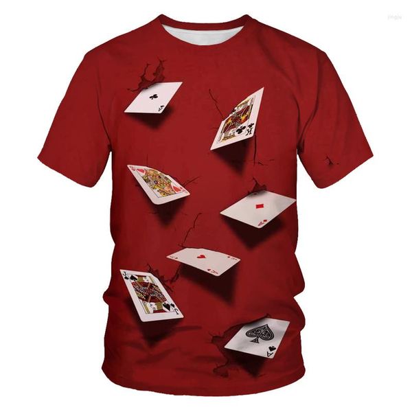 Herren T-Shirts Sommer Mode Poker 3D-Druck Männer Und Frauen T-Shirt Lässiges Muster Lose Bequeme Sport Atmungsaktive Straßenkleidung.