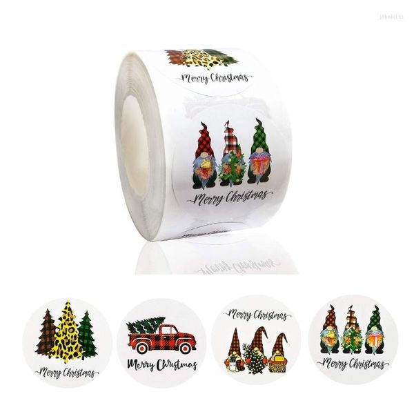 Carta da regalo 500 pezzi Buon Natale adesivi 1 pollice Gnome Truck Seal Etichette per cancelleria busta pacchetto di cottura fai da te