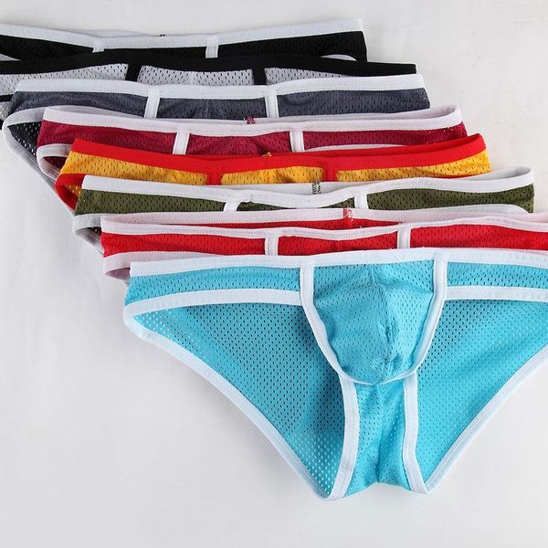 Unterhosen Herren Sexy Unterwäsche Europäische und amerikanische Low-Taille Atmungsaktive Mesh-Slips Weiche elastische 7 Farben Mann Höschen