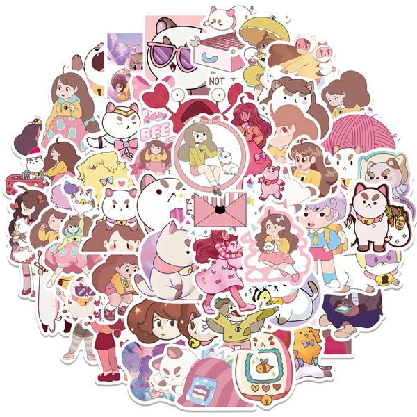 50Pcs animazione Bee e PuppyCat adesivi cartoon Graffiti Kids Toy Skateboard auto Moto Bicicletta Decalcomanie all'ingrosso