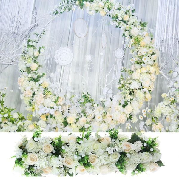 Декоративные цветы длиной 4 метра белая искусственная шелковая роза цветочная полоса свадебная фоновая фоновая сцена декор украшения павильона