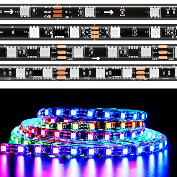 LED tiras de férias iluminação dc 12v spi wifi ws2811 smart pixel led tiras de música sonho de sonho perseguindo efeito multicolor magic home lâmpadas flexíveis usastar