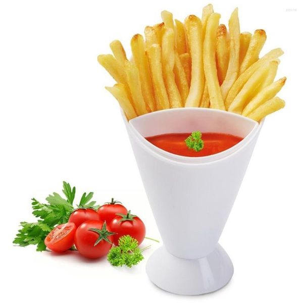 Piatti 1 Pz Patatine fritte Supporto per mensola Salsa assortita Chips Ketchup Marmellata Snack Cono Dip Cup Stoviglie Servire patate Utensili da cucina