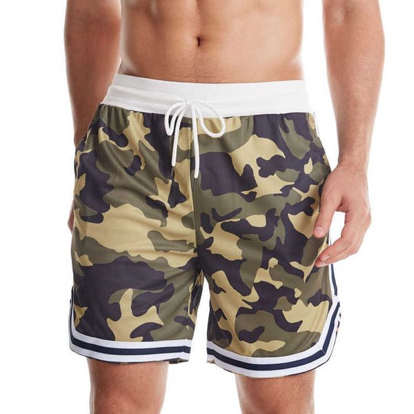 Shorts masculinos de impressão de camuflagem shorts casuais splicing malha respirável mass fitness esportes de basquete de basquete ao ar livre shorts de treinamento z0216