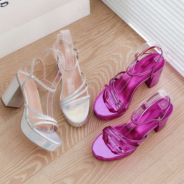 Kleid Schuhe Große Größe Frauen Pumpen Luxus 2022 Neue Mode Super High Heels Gummi Damen Sandalen Mit Hohen Absätzen Plattform Schuhe für Weibliche Slides L230216