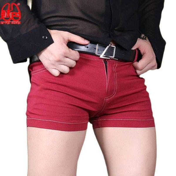 Herren-Shorts, Sommermode, Freizeithose für enge Cowboy-Leinenwaren-Shorts, schmale Passform, elastischer Stil, schmale, kleine Boxershorts mit geradem Fuß Z0216