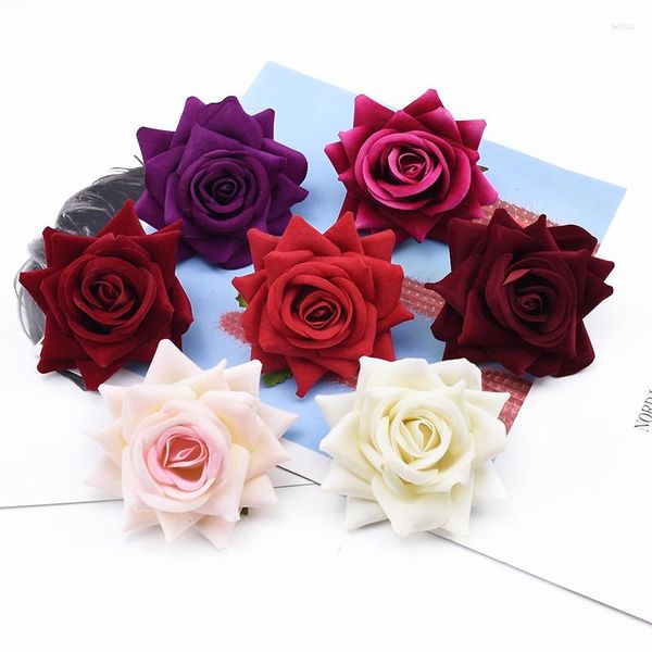 Fiori decorativi 10 pezzi Rose di flanella Scrapbook Accessori da sposa per matrimoni Regali di liquidazione Decorazioni per la casa Fiore artificiale