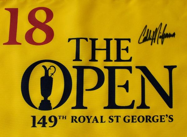 Morikawa amarelo autografado assinado Signated Auto Collectable Masters Open Golf Pin Bandando