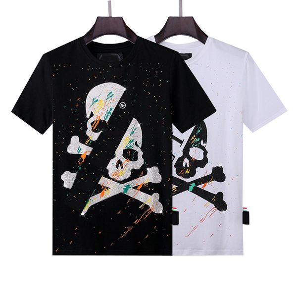 Männer Sommer neues Produkt T-Shirt Mode Kurzarm T-Shirt Kleidung lässig Schädel Brief drucken Hip Hop neuen Stil Mann T-Shirt Kleidung Strass Schädel Männer T-Shirts #SHOP92