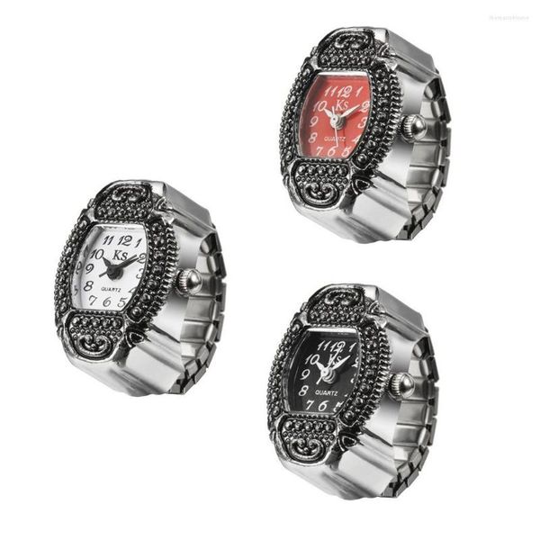 Taschenuhren Damen Quarz Fingerringuhr Edelstahl Elastisch Für Frauen Männer Mädchen Uhr Geschenk Großhandel