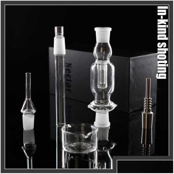 Rauchpfeifen Nektarsammler-Kit Glaspfeife Mini-Bong Zwei Funktionen Sowohl Quarz-Trip-Titan-Bongs 10 mm 14 mm für Bohrinseln Dabs Dro Dhgdq