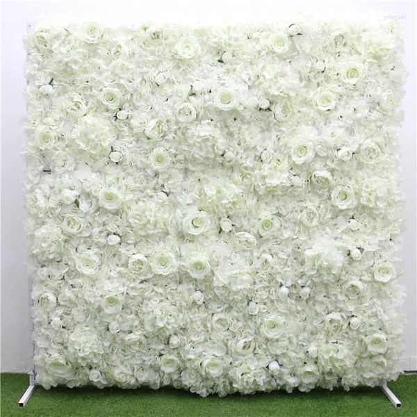 Decorazione per feste Parete di fiori artificiali di rose bianche per la casa Compleanno Sfondo Anniversaire Celebrazione Matrimonio personalizzato