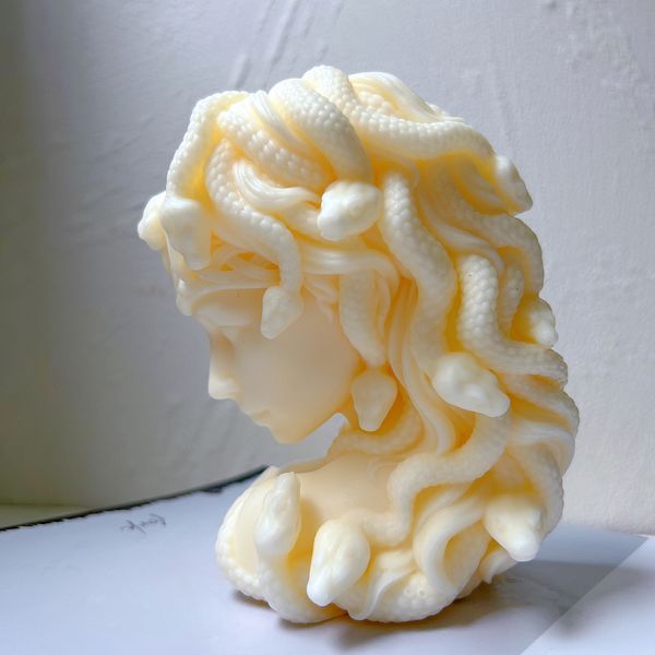 Candele Realistico Busto di Medusa Stampo in silicone Testa di serpente Stampo di donna Scultura greca Corpo Viso Terrore Figura 230217