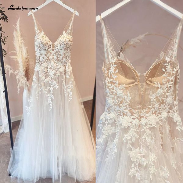 Abiti da festa Corsetto sfoderato fluido una serie Tulle Abito da sposa Abito da sposa con scollo a V Abito da spiaggia Abito da sposa trouwjurk abito da mariee 230217