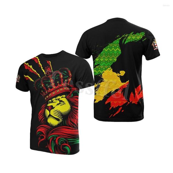 Männer T Shirts Jamaica Lion Emblem Sommer Mode 3D Drucken Tops T T-shirt Männer Frauen Kurzarm Shirt Streetwear stil-15