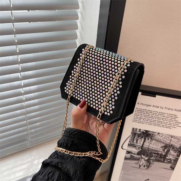 Borsa a tracolla monospalla a tracolla in stile Mini Diamond 2023 da donna Borsa piccola quadrata carina Flash Diamond