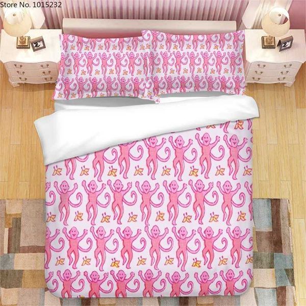 Set di biancheria da letto Pink Roller Rabbit Set di biancheria da letto stampato in 3D Copripiumini Custodie Consolatore Set di biancheria da letto Biancheria da letto T230217