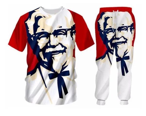 New Moda Women /Mens Kfc Old Man Funny 3D Print T-shirt /Jogger Calças Casusal Tracksuit