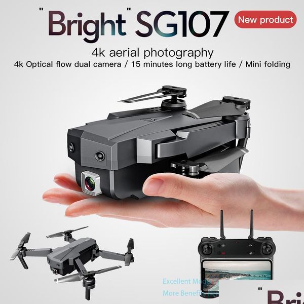 Simulatori SG107 4K doppia fotocamera wifi fpv principiante drone kid giocattolo di posizionamento del flusso ottico altitudine tieni intelligente seguire gesti dhoyj