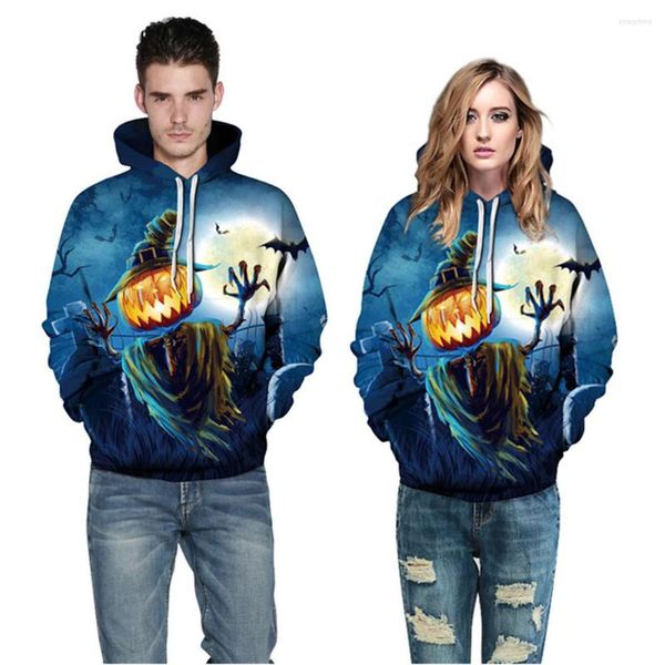 Erkek Hoodies 2023 Sonbahar Kış Baskısı Cadılar Bayramı'nın Kabak Canavarı Gevşek 3D Hooded Polyester Eaketleri Erkekler/Kadınlar için