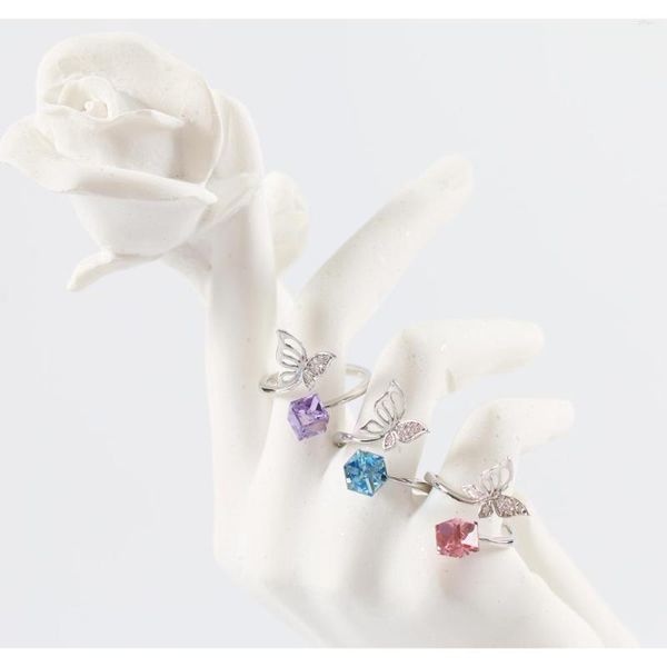 Кластерные кольца Lanflora Fashion Butterfly Crystal Ring Женщины открытые для вечеринки по случаю дня рождения подарки на иностранная торговля оптовые