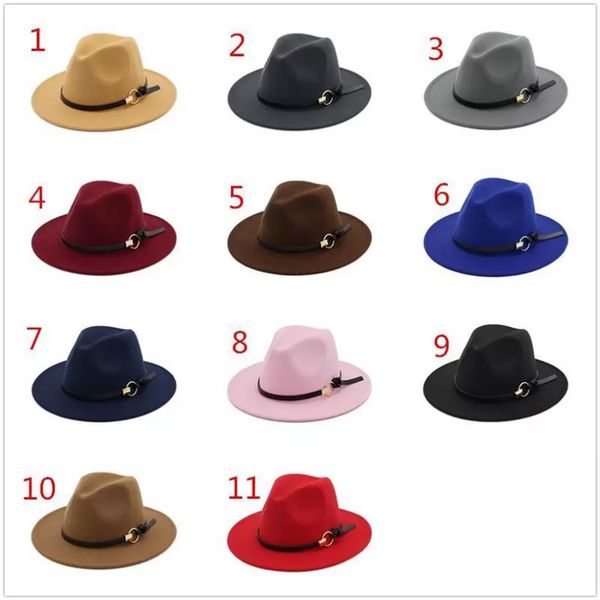 Moda Top chapéus elegante moda sólida feltro fedora hat band wide brim jazz chapéus de jazz elegante panamá caps i0217