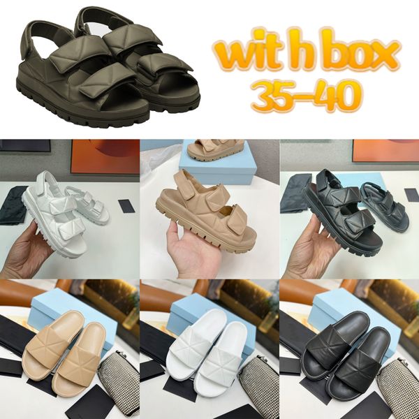 Gepolsterte Nappaleder-Sandalen, luxuriöse Mode, gesteppt, klassische Designer-Hausschuhe, Damenschuhe, Sommer, drinnen und draußen, Strand, Einkaufen, Hausschuhe, Größe 35–40