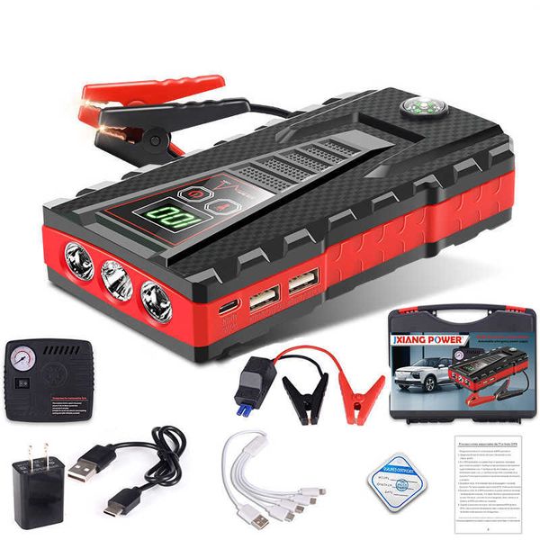 Power Bank per telefono cellulare 1200A Car Jump Starter Power Bank 32800mAh Caricabatteria per auto portatile Stazione per dispositivo di avviamento di emergenza per auto 4L6L J230217