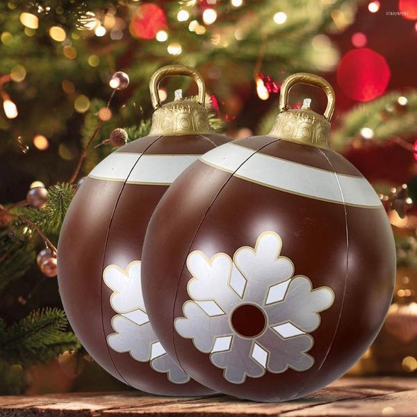 Party-Dekoration, 60 cm, PVC, aufblasbarer, weihnachtlich dekorierter Ball, Ornamente, Baumdekoration für draußen, Urlaub, Hof, Rasen