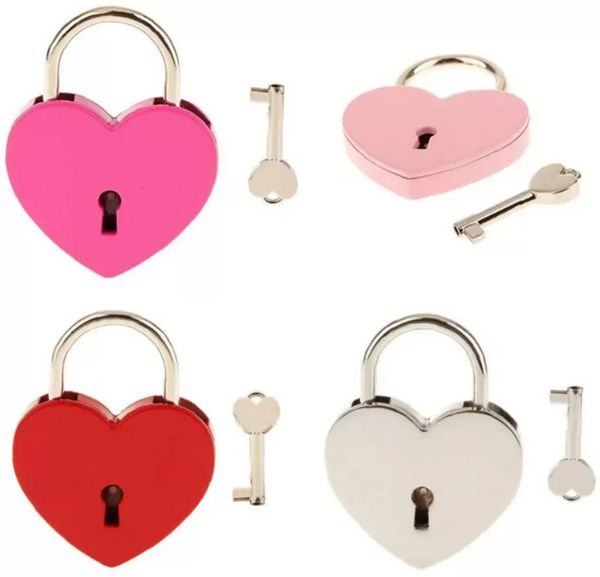 7 Cores em forma de coração Concentric Lock Metal MulitColor chave de cadeado de ginástica Pacote de pacote de pacote de bloqueio de porta de construção A0217