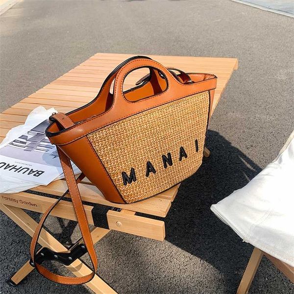 Neue Strohtasche Scenic Spot Resort Strandtasche Bohemian-Stil One-Shoulder-Cross-Body tragbare Sommer gewebte Damentasche