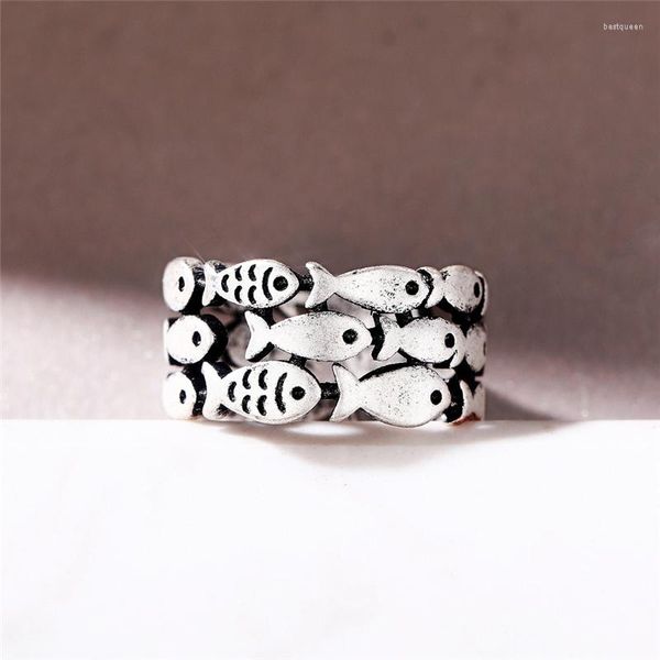 Anéis de casamento youhaococococococct escola de peixe anel fofo dedo indicador de dedo personalizado feminino jóias acessórios