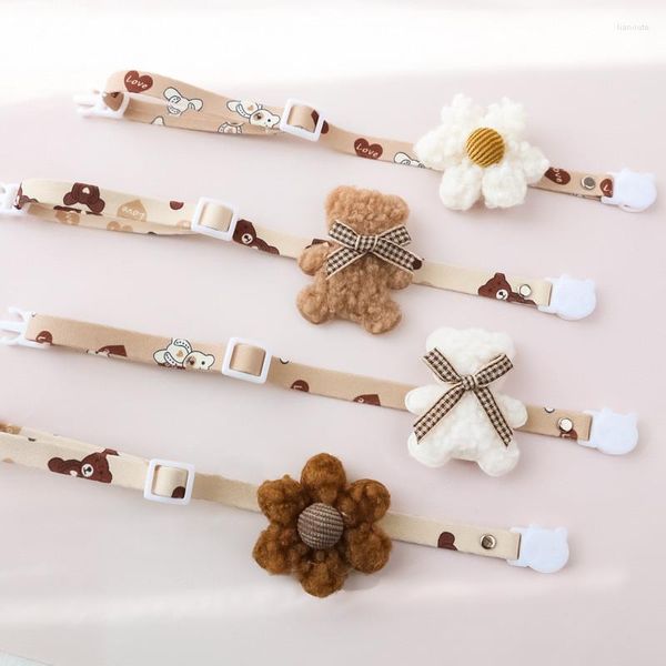 Colarinhos de cachorro colarinho ajustável colarinho fofo flores de urso de cachorro colar de gatinho fivela de segurança para suprimentos de decoração de gatos