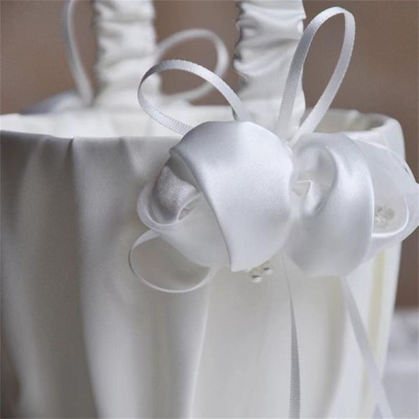 Hochzeit Party Supplies Occidental Western Hochzeit Braut Blumenkind bilaterale Spitze Schleife Blumenkorb Kinder tragbare Blumenkorb M410