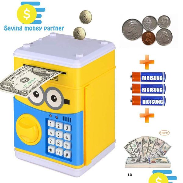 Giocattoli divertenti Miglior cartone animato Piggy Bank elettronico bancomat bancomat moneta moneta moneta può scorrere la carta per bambini drop drop consegna dh4yw