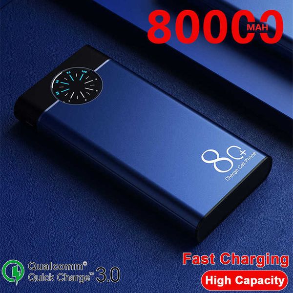 Power Bank per telefono cellulare 80000mAh Ricarica rapida con bellissimo display Roulette Batteria esterna Power Bank Doppio ingresso Doppia uscita Adatto per smartphone J230217