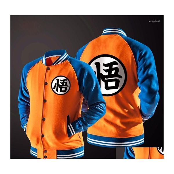 Felpe con cappuccio da uomo Felpe Giacche a maniche lunghe da uomo Stampato Uomo Donna Cappuccio Felpa Cosplay Son Goku Abbigliamento da baseball Streetwear Dhar2