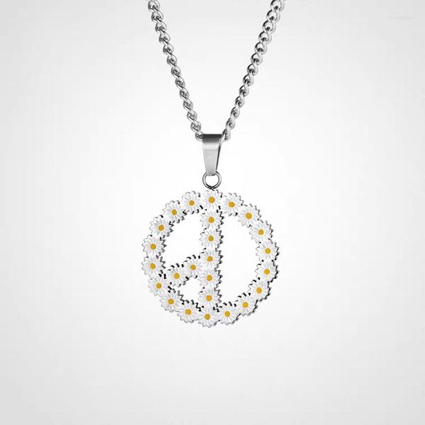Anhänger Halsketten Einfache Daisy Halskette Emaille Blume Tropfen Für Frau Mann Bouquet Charme Kragen Schmuck Geschenke
