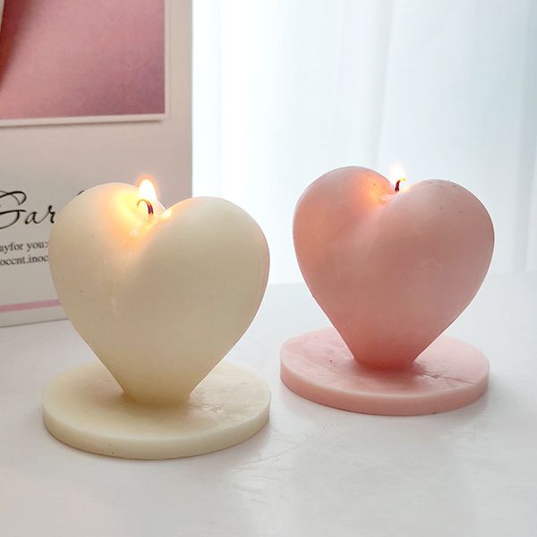 Velas 3D CORAÇÃO SHOPE SILICONE VELA MOLD DIY Madeiro de gesso artesanal Epóxi Resina aromath Soop Baking Moldes Decoração de casamento Louvenirs 230217