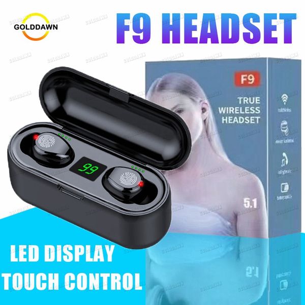 F9 Bluetooth 5.0 Ear fones de ouvido magn￩tico cancelando fone de ouvido HIFI SOM HANDSFREE