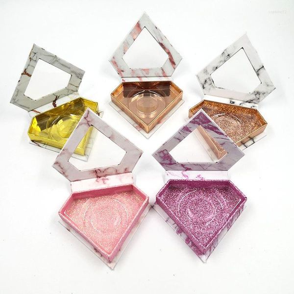 Garrafas de armazenamento Caixas de cílios de diamante Caixa de olhos com glitter com suportes rosa para estojo