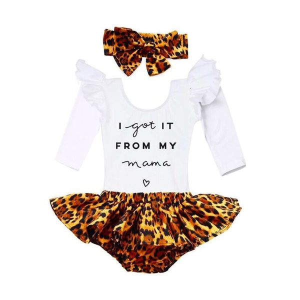 Pijamas Citgeett otoño 3 uds. Ropa de bebé niña nacida Ruffle Romper Top faldas de leopardo conjunto de trajes 230217