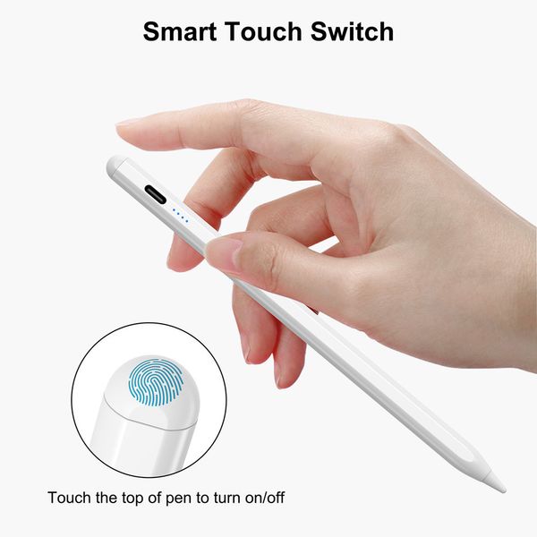 Penna stilo per penne iPad Apple Pencil Touch Screen Display batteria Promemoria Inclinazione Palm Rifiuto con ricarica USB di tipo C
